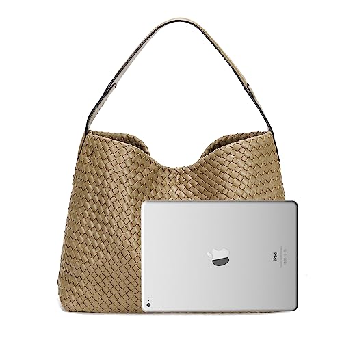 Image of Woven Leather Tote Bag For Women Crossbody Shoulder Bag Large Hobo Handbags Vegan Female Bag Vegetable Basket