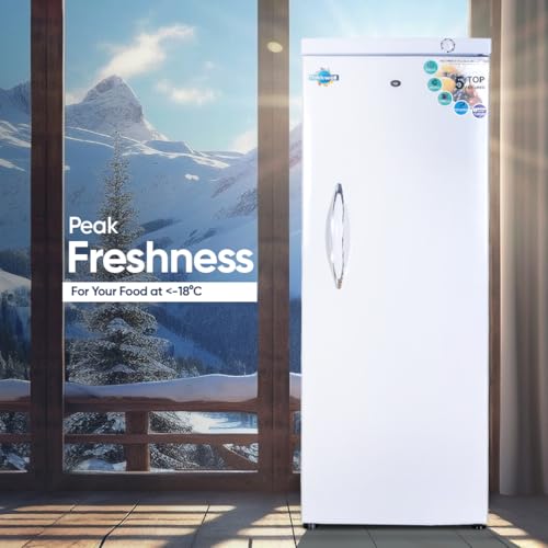 Image of Rockwell 280L Vertical Freezer - Single Door Upright Freezer with 9 Drawers, Safety Lock & 5-Year Warranty, Ideal for Neatly Organizing Frozen Foods Like Meats, Veggies, Ice Cream & More