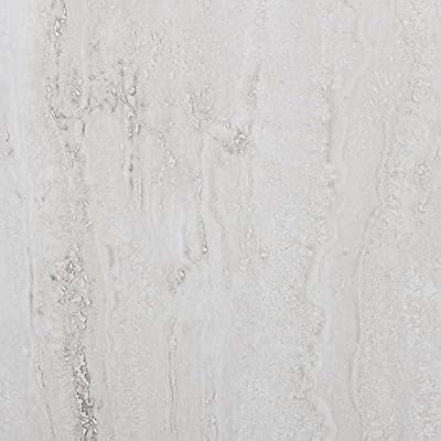 Dundee Deco MGAZ-AKFM08 Peel and Stick Vinyl Flooring, Ivory Faux Marble Patina Vinyl Floor Tiles, 12" x 24" (30cm x 60cm) Each, 2 sq.ft.