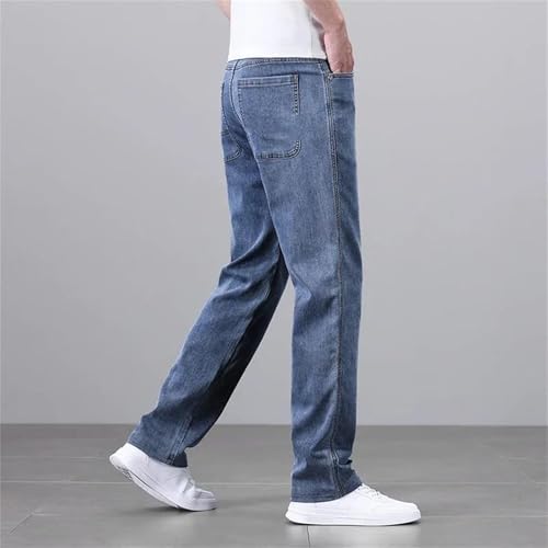 Mens Jeans Thin Baggy Soft Casual Straight Stretch Vintage Denim Trousers Streetwear Daily Fashion4