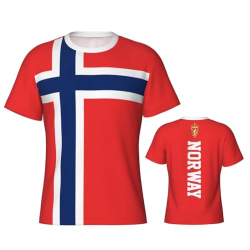 Camiseta de fútbol for Hombres Bandera Noruega Camisetas Deportivas Cuello Redondo Orgullo Nacional Camiseta de Secado Rápido Manga Corta para Vestido de Partido de Entrenamiento