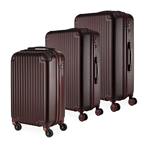 Cj. Malas ABS 3 Pecas P/M/G Rodas 360 - Roncalli Noruega Cor: Vinho