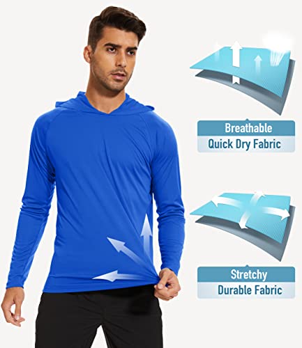 Magcomsen Long Sleeve T Shirt Men Upf 50+ Fishing Shirts Workout Lightweight Shirts Running Shirts Active Hiking Shirts Athletic T-Shirt Bright Blue #TOP3