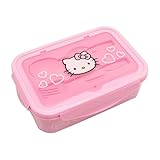 Fast Forward Hello Kitty Bento Lunch Box for Kids | Sanrio Food Container with Utensils | BPA-Free Toddler Lunch Kit with 3 Compartments | Bento Snack Box with Spoon & Fork