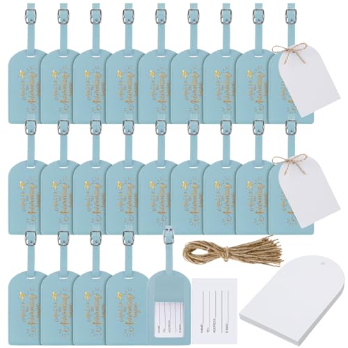 Image of Amylove Bulk Luggage Tags Wedding Favors Adventure Begins Luggage Tags for Guests Travel Tag for Suitcase Bridal Gift 24 Pack