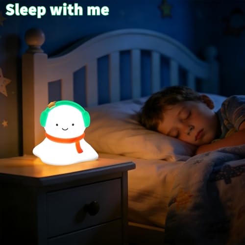 Image of Snow Baby Silicone Night Light - Rechargeable, Adjustable Brightness and Timer Function, Suitable for Children's Rooms and Bedrooms, Great Gift for Festivals