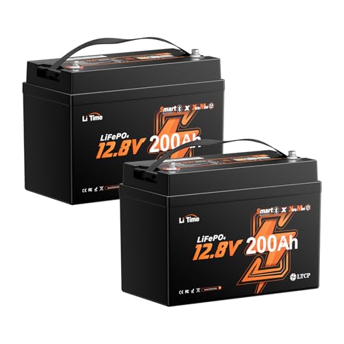 Image of Litime 12V 200Ah Bluetooth Trolling Motors LiFePO4 Battery (Group 31), 12 Volt Mini Lithium Batteries with Low Temp Protection, Up to 20000 Deep Cycles, 200A BMS for RV, Marine, Solar, Off-Grid 2Pack