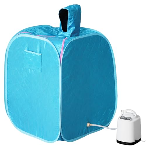 Sauna de Vapor Portátil 2L 1000W Sauna de Vapor para el Hogar con Temporizador de 0-95 Minutos y Caja Espesada de 5 Capas(Azul)