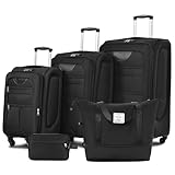 Merax Luggage Set, Softside Suitcase 3 Piece, Expandable Lightweight Luggage Sets with Duffel Bag 22" 26" 30" Suitcase with Wheels TSA Lock,Black