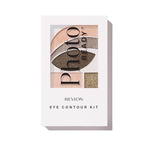 Revlon PhotoReady Eye Contour Kit Gray Eyeshadow Palette, Wet/Dry Shimmer, 5 Shades, Double-Ended Brush, PACKAGING MAY VARY, 501 Metropolitan, 0.1 oz