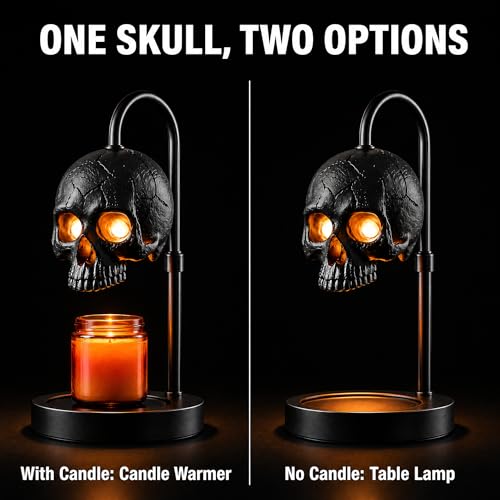 Skull Candle Warmer Lamp with Timer & Dimmer, Black Gothic Candle Warmer | with Timer & Dimmer, Adjustable Height, No Flame Safe Scent Diffuser, Halloween Goth Home Decor - image 4