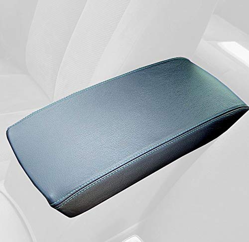 RedlineGoods armrest Cover Compatible with Nissan Altima 2007-12. Tailor Made - not Universal. Genuine top-Grade Italian Black Leather with Blue Thread