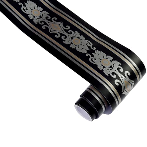 Aartner Bordure de papier peint auto-adhésive imperméable en PVC, 12 cm x 10 m, bordure décorative pour carrelage, adhésif pour placard de cuisine, bordure décorative de plafond (10)