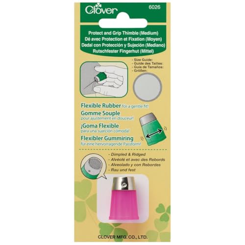 Dedal mediano Clover Protector y agarre de silicona para costura