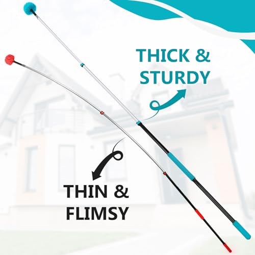 Image of Mavriz 5-12 FT Spider Web Brush with Pole, Cobweb Duster with Extension Pole for Outdoor & Indoor Cleaning, Telescopic Long Duster for High Ceilings 20 Ft Reach