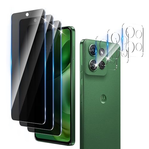 LZAYN 3+3 Pack Privacy Screen Protector Designed for Motorola Moto G Power 5G 2025 With 3 Pack Camera Lens Protector,Full Coverage Anti-Spy Tempered Glass Film,9H Hardness,Bubble Free,Easy to Install