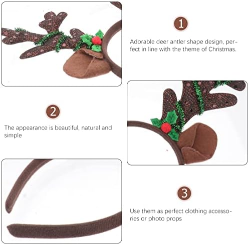 Lurrose 6Pcs Christmas Light Up Headbands Reindeer Antler Headband Headdress Hair Accessories for Xmas Party