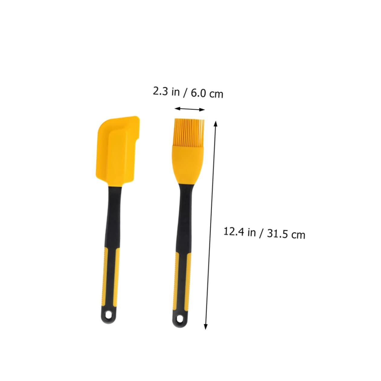 Mikinona Silicone Baking Brush and Scraper Set Dual-purpose Kitchen Tools for Barbecue and Pastry Food-grade Dishwasher Safe Yellow Utensils