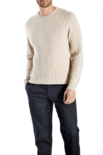 Cashmere Boutique 100% Pure Cashmere Cable Pullover Sweaters for Men – Crew Neck, Long Sleeve, Lightweight, Soft and Warm2