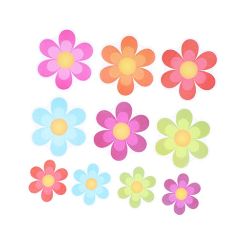 Cabilock 10Pcs Colorful Flower Slip Stickers for Bathtub and Bathroom Floors Creative Decals for Safe Bathing Easy to Use Self Adhesive Bathroom Stickers