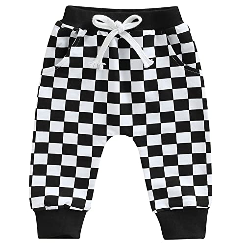 Image of Mubineo Toddler Baby Boy Girl Infant Basic Plain Sweatpants Comfy Cotton Pants with Pockets