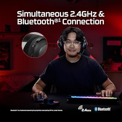 HyperX Cloud Alpha 2 Wireless Gaming Headset with 53mm Dual-Chamber Drivers and up to 250 Hours Battery Life, RGB Base Station, Simultaneous 2.4GHz & Bluetooth - Black