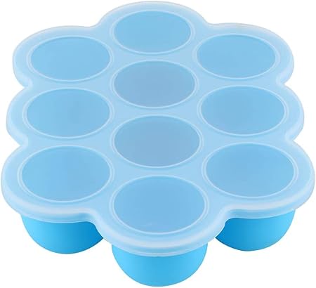 BRUSHFINCH Baby Food Storage! Silicone Baby Food Freezer Tray with a Clip-on Lid, The Ultimate Multiportion Storage Container Solution for Making & Freezing Home-Made Baby Food,Breast Milk, 1PC,Blue.