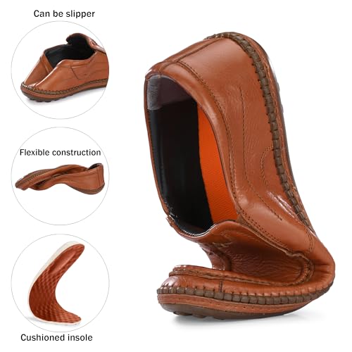 Image of Blue Leather by Centrino Genuine Leather Men's Formal Slip on Loafers |Comfort Trendy Non Lace-Up Design |Flexible Mocassins |Leather with Anti-Skid Sole |Perfect for Walking & Business Work (3942)