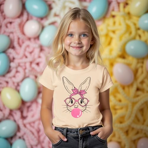 CM C&M WODRO Kids Girl Easter Shirt Cute Bunny Glasses T-Shirt Short Sleeve Funny Happy Easter Rabbit Graphic Tees Tops2