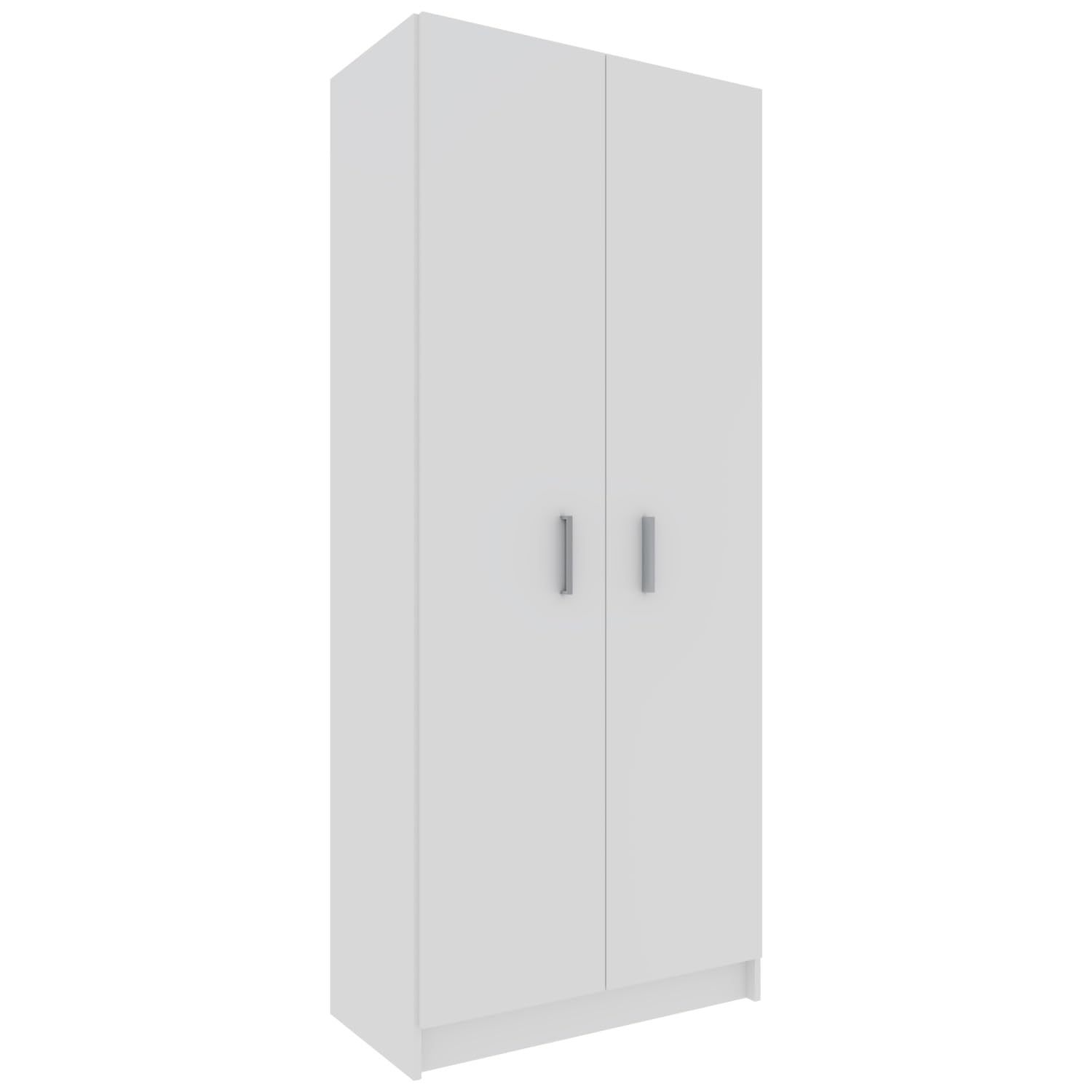 Bricozone Armadio Multiuso In Melaminico Bianco Opaco Con 2 Ante Maniglie Metalliche E Ripiani Interni Spazio Per Scope Asse Da Stiro Elettrodomestici Adatto Per Casa Garage Cucina Lavanderia