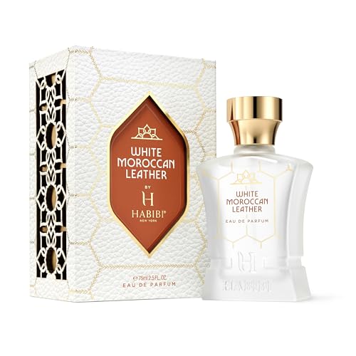 Image of H HABIBI White Moroccan Leather Perfume for Men Eau de Parfum 75 ml | Made in USA. Long lasting Arabian cologne with spicy woody notes and Moroccan leather for men.