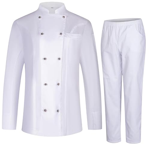 MISEMIYA - Kochjacke und -HOSE für Damen - Kochjacke für Damen - Gastronomieuniform - 848-8312 - Medium, Weiß