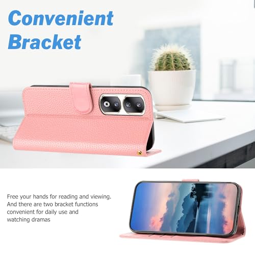 Coque Honor 90 Pro étui portefeuille cuir bleu clair avec support et porte-carte