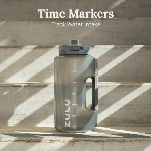 Image of ZULU Goals 128oz BPA-Free Gallon Water Jug with Time Markers, Gray