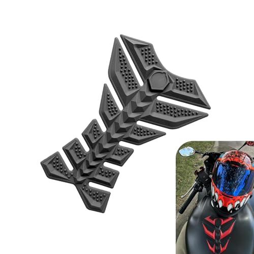 MOXRUQ 3D Motorcycle Tank Pad Self-Adhesive Waterproof Rubber Fishbone Gas Tank Sticker Scratch-Resistant Fuel Tank Protector Pad Universal for Most Motorcycles (Black)