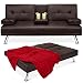 Best Choice Products Modern Faux Leather Convertible Folding Futon Sofa Bed Recliner Couch w/Metal Legs, 2 Cup Holders - Brown