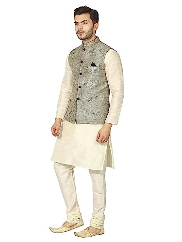 Image of Mens Kurta Pyjama Set with Designer Ethnic Nehru Jacket