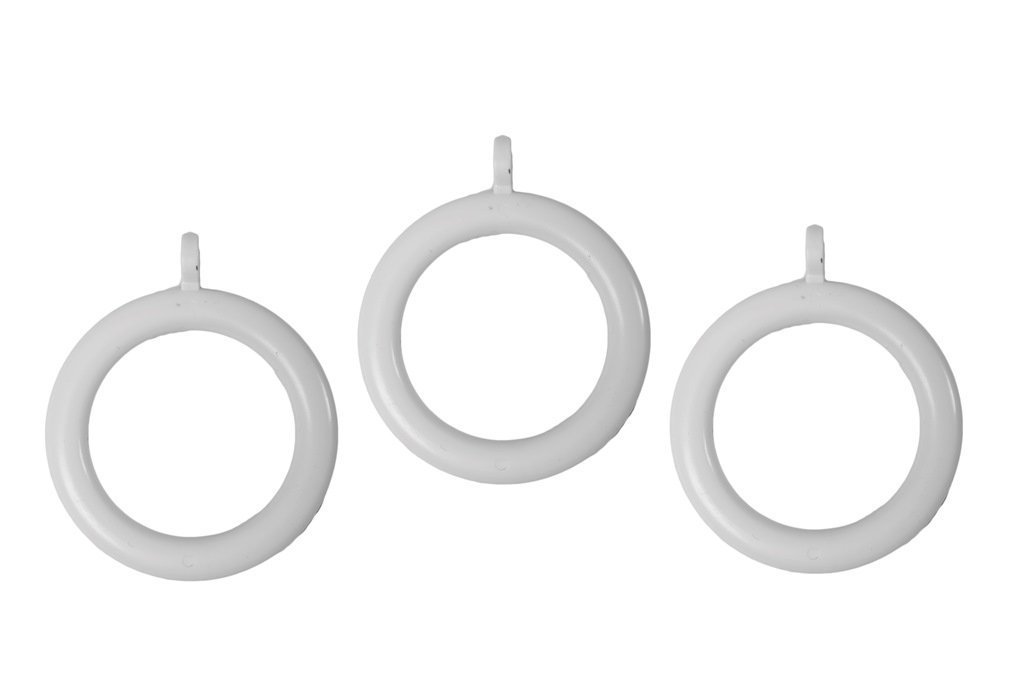 Merriway BH04510 (24 Pcs) Plastic Curtain Pole Rod Drapery Rings with Fixed Eye, Inner Diameter 25mm (1 inch) and Outer Diameter 33mm (1.1/4 inch) White - Pack of 24 Pieces