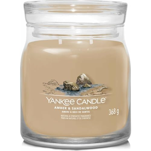 Yankee Candle - Bougie signature ambre et bois de santal modèle moyen