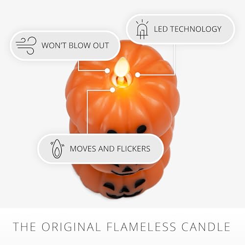 Image of Luminara Stacked Jack-o-Lanterns Pumpkins Figural (Russet Orange) Flameless Candle Real Wax Moving Flame LED Candle (3.1 inch x 6 inch),