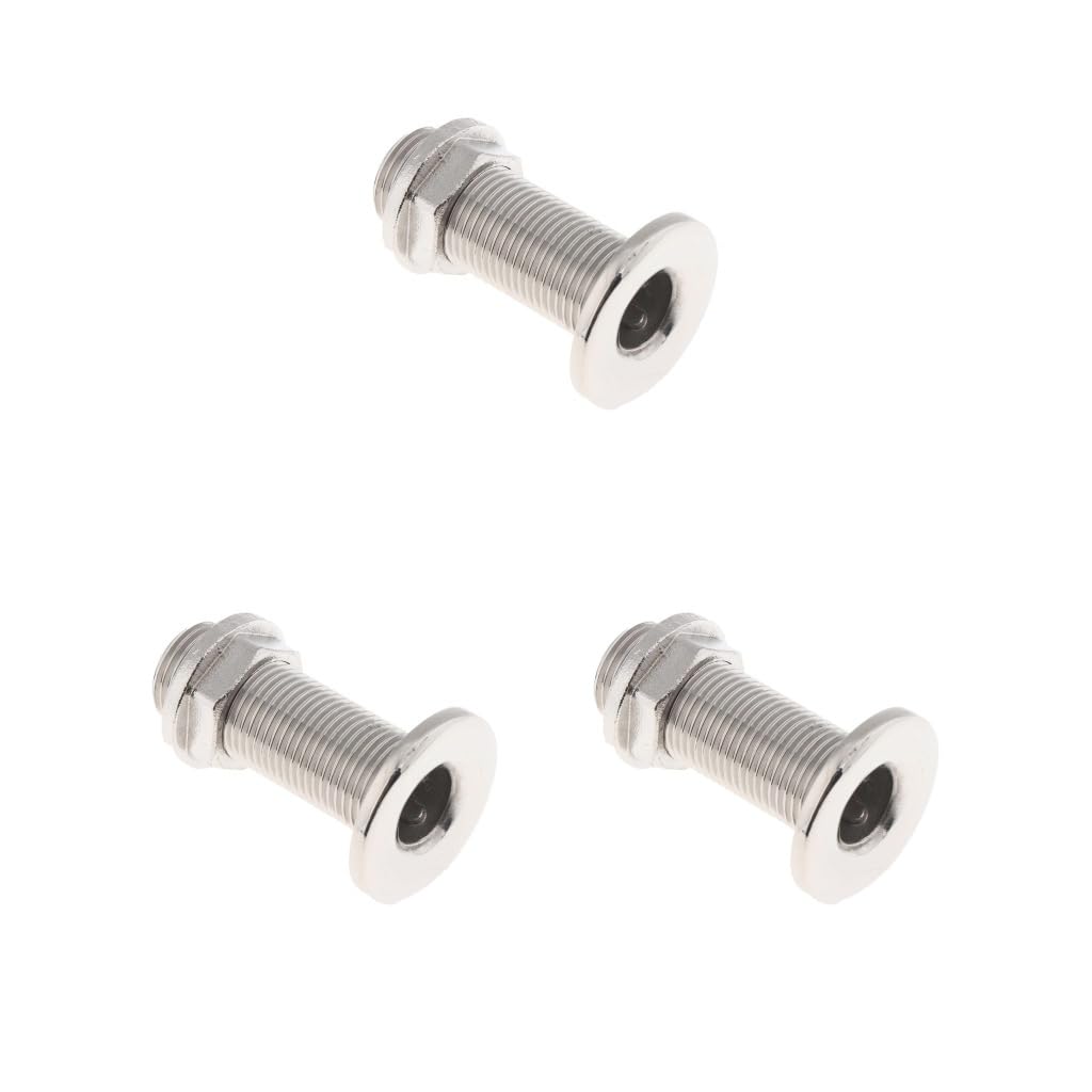 Set di 3 raccordi per scafo per barca, per tubo da 12 mm, in acciaio inox 316