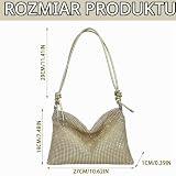 SSKHE Damska torebka crossbody ze strasem, złota błyszcząca torebka z cekinami z odpinanym paskiem łańcuszkowym, elegancka brokatowa kopertówka, kopertówka, dla dziewczyny, na wieczór, przyjęcie