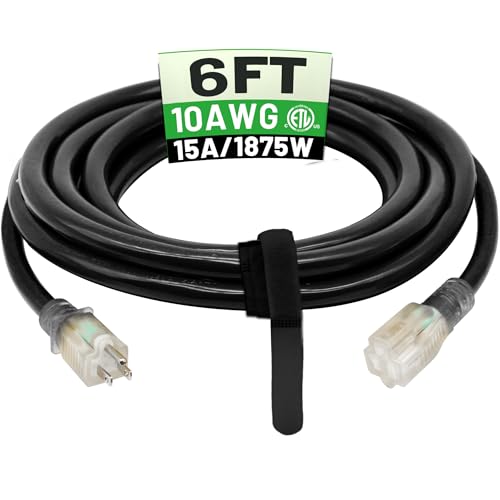 POWGRN 6FT 10AWG Outdoor Extension Cord