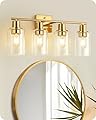 GOEBLESON Bathroom Light Fixture, Vanity Light Over Mirror with Clear Glass Shade, Modern Sconce Wall Lighting with Metal Base, for Mirror Bedroom Powder Room Hallway