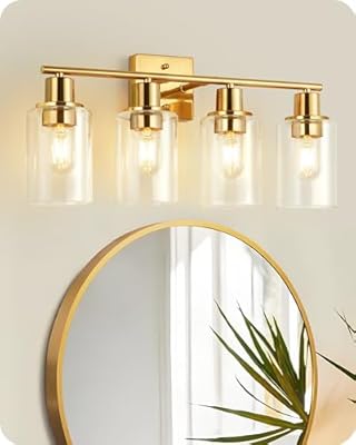 GOEBLESON Bathroom Light Fixture, Vanity Light Over Mirror with Clear Glass Shade, Modern Sconce Wall Lighting with Metal Base, for Mirror Bedroom Powder Room Hallway