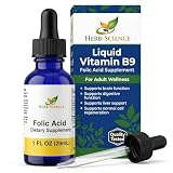 Herb-Science Liquid Vitamin B9 Folic Acid Drops, Alcohol-Free, 1 Oz
