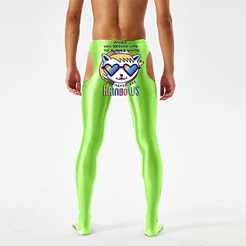 Cloudmall Men Compression Pants Cool Dry Workout Running Tights Legging Fluroscent Green L #TOP3