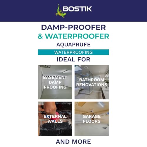 Bostik Aquaprufe Damp Proofer & Waterproofer Black - 5L - Solvent-Free Waterproofer - Can be applied to wet surfaces - Interior & Exterior