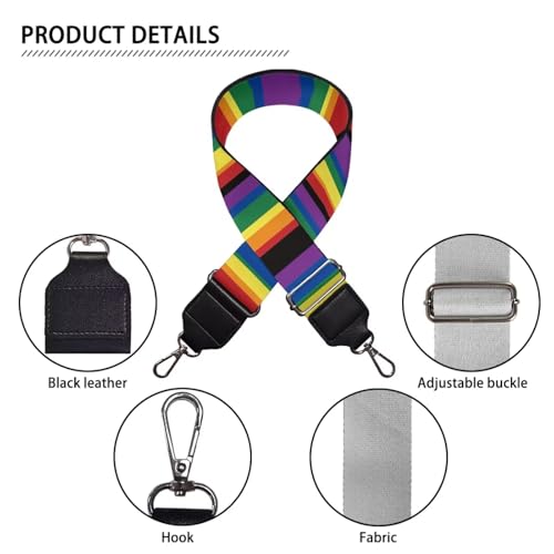 Image of Coldinair LGBT Wide Shoulder Strap Guitar Strap for Purse Replacement and Adjustable Crossbody Bag Straps Gay Pride Handbag Crossbody Bags Shoulder Bags,Rainbow Bag Strap
