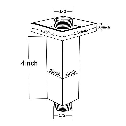 Shower Arm With Flange Solid Brass 4 Inch Extension Pipe For Overhead Rainfall Shower Head, Brushed Gold, Katais #TOP6